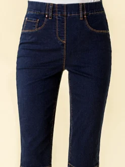 knielange stretch pedaalduwshorts van denim*Roman Outlet