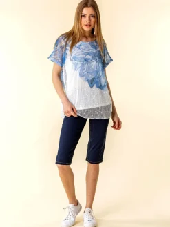 knielange stretch pedaalduwshorts van denim*Roman Outlet