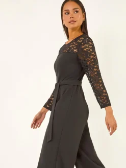 Petite Lace Contrast Stretch Jumpsuit*Roman Discount