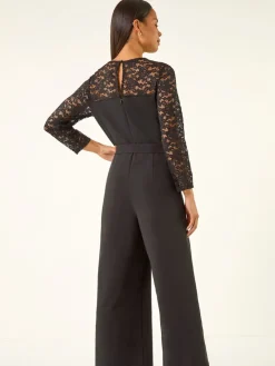 Petite Lace Contrast Stretch Jumpsuit*Roman Discount