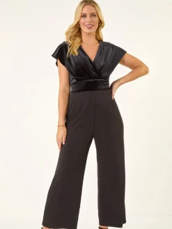 Petite Velvet Contrast Jumpsuit*Roman Online