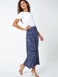 stretchy Bloemen Print Midi rok*Roman Outlet