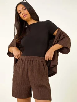 Textured Elastic Waist Woven Shorts*Roman New