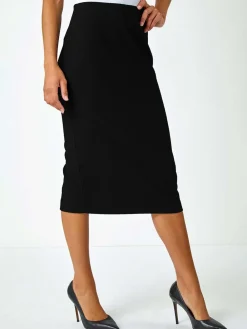 Textured Pencil Midi Stretch Skirt*Roman Discount