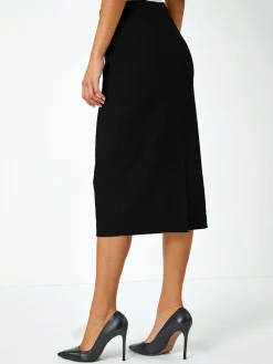 Textured Pencil Midi Stretch Skirt*Roman Discount