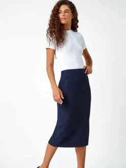 Textured Pencil Stretch Skirt*Roman Online