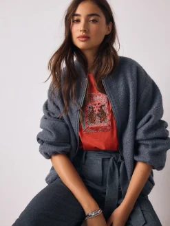 Rood - Embellished Match Box Short Sleeve Crew Neck Top*Next Outlet