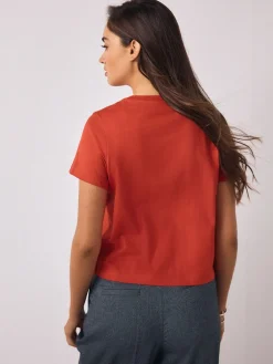 Rood - Embellished Match Box Short Sleeve Crew Neck Top*Next Outlet