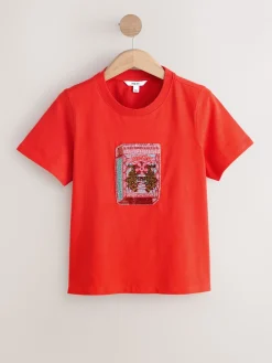 Rood - Embellished Match Box Short Sleeve Crew Neck Top*Next Outlet
