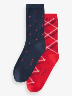 - Check and Heart Socks 2 Pack*Gant Sale