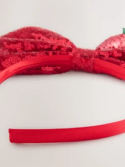 Rood - Haarband met kerststrik met pailletten*Next New