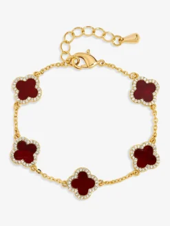 Rood - klaverarmband met zwarte emaille*Jon Richard Outlet