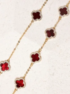 Rood - klaverarmband met zwarte emaille*Jon Richard Outlet