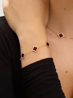 Rood - klaverarmband met zwarte emaille*Jon Richard Outlet