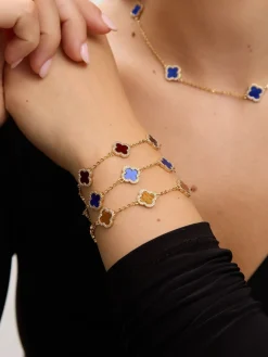 Rood - klaverarmband met zwarte emaille*Jon Richard Outlet