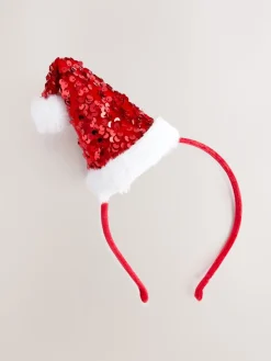 Rood - Kersthoofdband met kerstmanmuts*Next Clearance