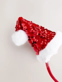 Rood - Kersthoofdband met kerstmanmuts*Next Clearance