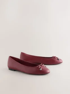 Rood - Leren Ballerina's met ronde neus*Next New