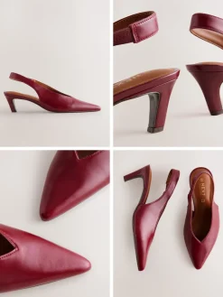 - Leren puntige teen slingback hakken*Next Clearance