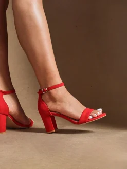 - Wide Fit Legacy Barely There Closed Back Block Heeled Shoes*Linzi Clearance