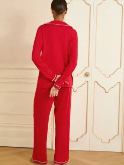 Rood - Button Down Pyjamas Set*Love & Roses Hot
