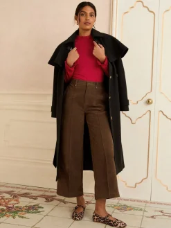 Rood - jersey top met ruches aan de hals en lange mouwen*Love & Roses