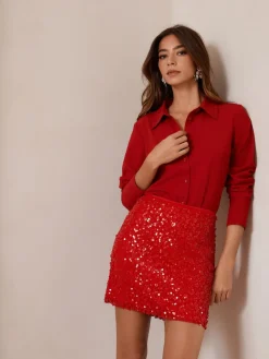 Rood - Mini-rok met lovertjes*Next Best