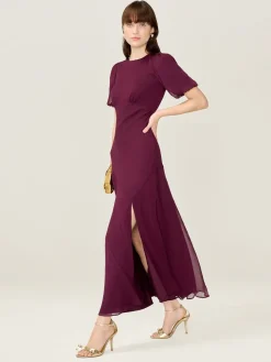 - Nola Chiffon Puff Sleeve Side Slit Maxi Dress*Omnes New