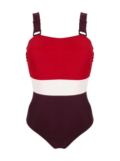 Rood - Palm Springs corrigerend badpak met kleurvlakken*Pour Moi Clearance
