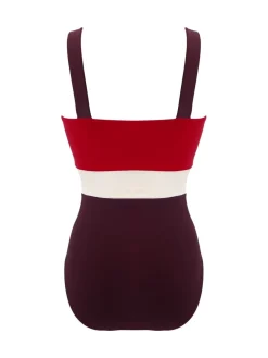 Rood - Palm Springs corrigerend badpak met kleurvlakken*Pour Moi Clearance