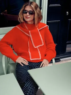 - Scarf Layer Lace Trim Knitted Jumper*Next Best