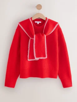 - Scarf Layer Lace Trim Knitted Jumper*Next Best