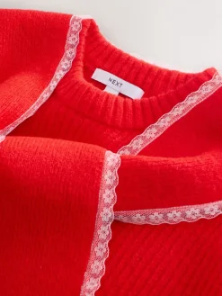 - Scarf Layer Lace Trim Knitted Jumper*Next Best