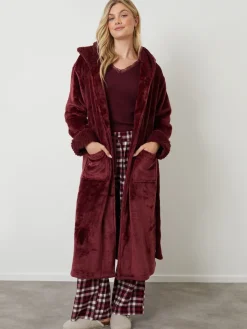 Rood - - Knusse kamerjas met rand van imitatiebont*Threadbare Best