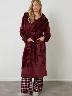 Rood - - Knusse kamerjas met rand van imitatiebont*Threadbare Best