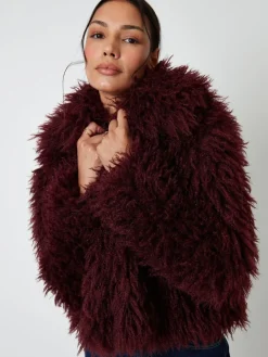 - Collared Faux Fur Coat*Threadbare Outlet
