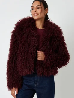- Collared Faux Fur Coat*Threadbare Outlet