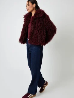 - Collared Faux Fur Coat*Threadbare Outlet