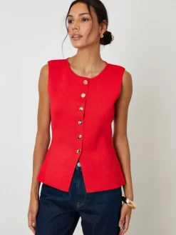 Rood - Ribbed Knitted Waistcoat*Threadbare Outlet