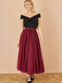 - Mesh Heart Print Tulle Skirt*Yumi Discount