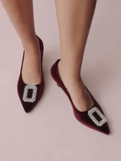 Rood fluweel - Forever Comfort - Spitse hakken met siersteentjes*Next Discount