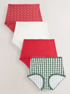 Rood hart/groene ruit - Katoenen kanten slipjes 4 stuks*Next Online