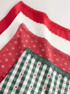 Rood hart/groene ruit - Katoenen kanten slipjes 4 stuks*Next Online