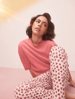 Rood met hartjesprint - Pyjama met korte mouwen*Next Online