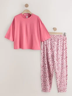 Rood met hartjesprint - Pyjama met korte mouwen*Next Online