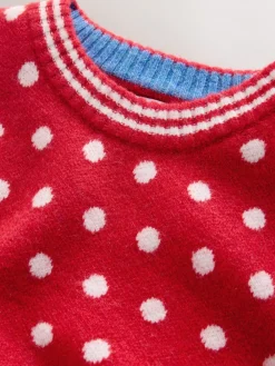 Rood met stippen - Mouwloze gebreide tanktop met wol*Next Hot