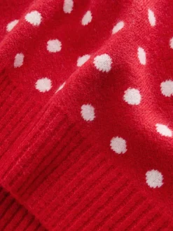 Rood met stippen - Mouwloze gebreide tanktop met wol*Next Hot