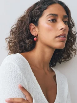 Rood/goudkleurig - Oorringen met hartje*Next Sale