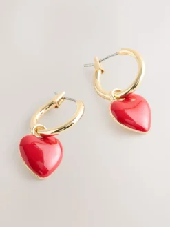 Rood/goudkleurig - Oorringen met hartje*Next Sale