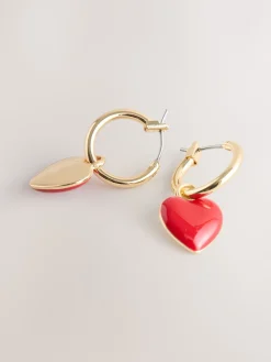 Rood/goudkleurig - Oorringen met hartje*Next Sale